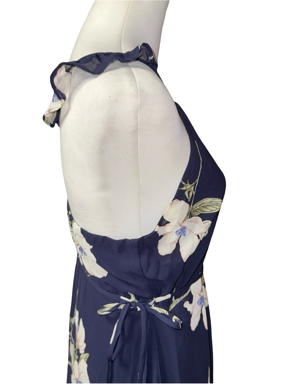 Lulus All Mine Navy Blue Floral Print High-Low Wrap Dress women’s XL - Picture 9 of 14